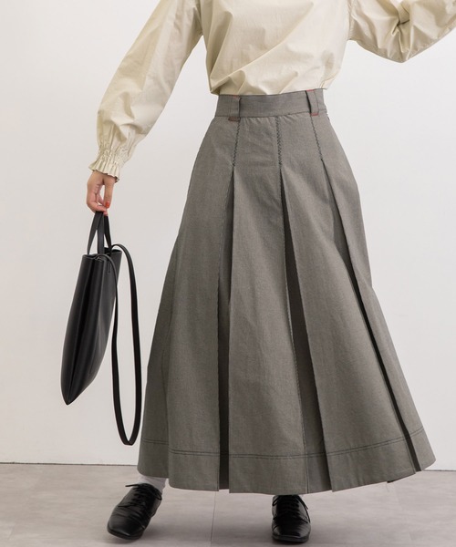 POU DOU DOU（プードゥドゥ）の「ボックスプリーツロングスカート（スカート・レディース・ブラック/スミクロ/ライトベージュ・3）」の17枚目の写真