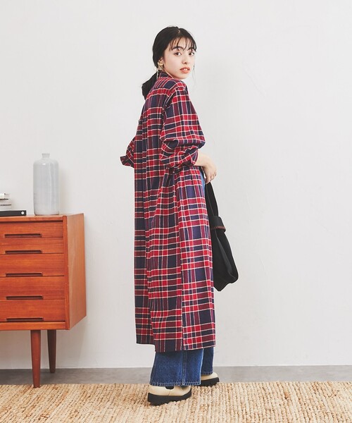 coen（コーエン）の「THE ALASKAN(アラスカン）別注ネルシャツワンピース（シャツワンピース・レディース・ブラウン/ワイン/オレンジ・M/L）」の8枚目の写真