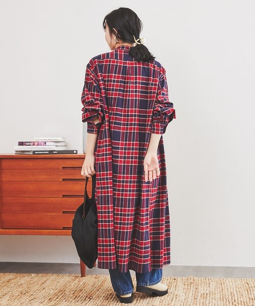 coen（コーエン）の「THE ALASKAN(アラスカン）別注ネルシャツワンピース（シャツワンピース・レディース・ブラウン/ワイン/オレンジ・M/L）」の11枚目の写真