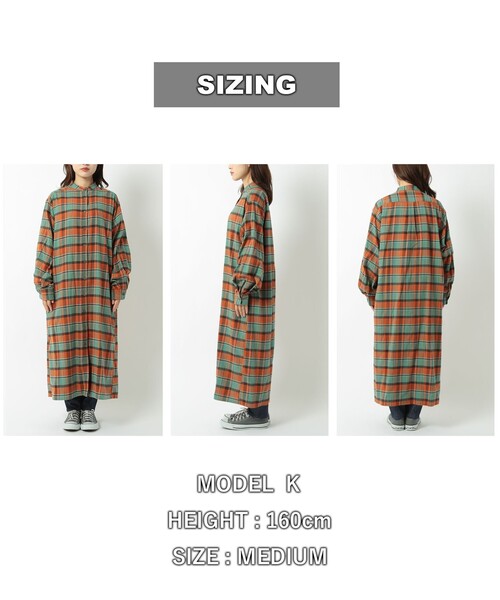 coen（コーエン）の「THE ALASKAN(アラスカン）別注ネルシャツワンピース（シャツワンピース・レディース・ブラウン/ワイン/オレンジ・M/L）」の17枚目の写真