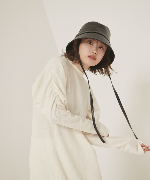 vis-`a-vis（ビサビ）の「【WEB限定】【高橋愛コラボ】【洗える】袖ボリュームワンピース＆サテンぺチスカートセット（ワンピース・レディース・ブラウン系その他/ホワイト/ダークブラウン・FREE）」の5枚目の写真