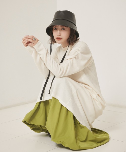 vis-`a-vis（ビサビ）の「【WEB限定】【高橋愛コラボ】【洗える】袖ボリュームワンピース＆サテンぺチスカートセット（ワンピース・レディース・ブラウン系その他/ホワイト/ダークブラウン・FREE）」の6枚目の写真