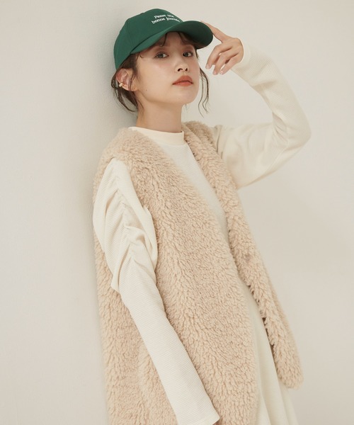 vis-`a-vis（ビサビ）の「【WEB限定】【高橋愛コラボ】【洗える】袖ボリュームワンピース＆サテンぺチスカートセット（ワンピース・レディース・ブラウン系その他/ホワイト/ダークブラウン・FREE）」の8枚目の写真