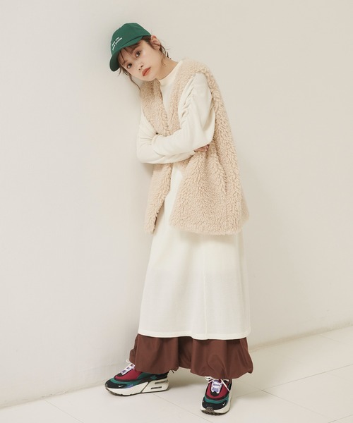 vis-`a-vis（ビサビ）の「【WEB限定】【高橋愛コラボ】【洗える】袖ボリュームワンピース＆サテンぺチスカートセット（ワンピース・レディース・ブラウン系その他/ホワイト/ダークブラウン・FREE）」の10枚目の写真