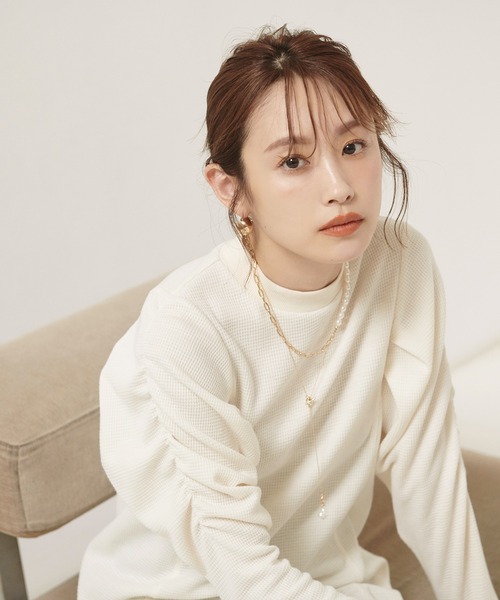 vis-`a-vis（ビサビ）の「【WEB限定】【高橋愛コラボ】【洗える】袖ボリュームワンピース＆サテンぺチスカートセット（ワンピース・レディース・ブラウン系その他/ホワイト/ダークブラウン・FREE）」の12枚目の写真