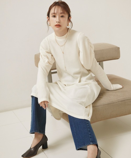 vis-`a-vis（ビサビ）の「【WEB限定】【高橋愛コラボ】【洗える】袖ボリュームワンピース＆サテンぺチスカートセット（ワンピース・レディース・ブラウン系その他/ホワイト/ダークブラウン・FREE）」の14枚目の写真