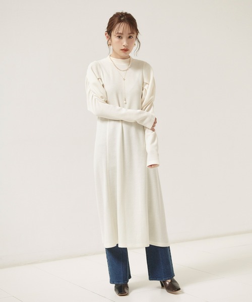 vis-`a-vis（ビサビ）の「【WEB限定】【高橋愛コラボ】【洗える】袖ボリュームワンピース＆サテンぺチスカートセット（ワンピース・レディース・ブラウン系その他/ホワイト/ダークブラウン・FREE）」の16枚目の写真