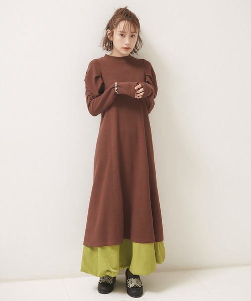 vis-`a-vis（ビサビ）の「【WEB限定】【高橋愛コラボ】【洗える】袖ボリュームワンピース＆サテンぺチスカートセット（ワンピース・レディース・ブラウン系その他/ホワイト/ダークブラウン・FREE）」の19枚目の写真