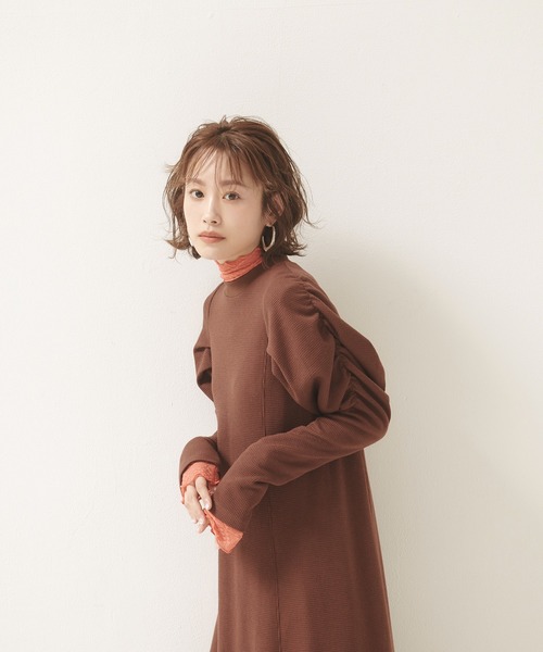 vis-`a-vis（ビサビ）の「【WEB限定】【高橋愛コラボ】【洗える】袖ボリュームワンピース＆サテンぺチスカートセット（ワンピース・レディース・ブラウン系その他/ホワイト/ダークブラウン・FREE）」の20枚目の写真