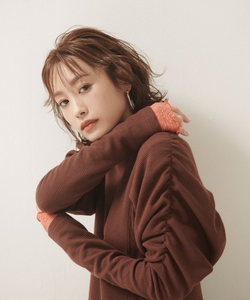 vis-`a-vis（ビサビ）の「【WEB限定】【高橋愛コラボ】【洗える】袖ボリュームワンピース＆サテンぺチスカートセット（ワンピース・レディース・ブラウン系その他/ホワイト/ダークブラウン・FREE）」の21枚目の写真