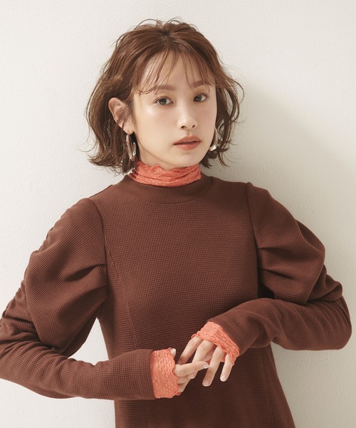 vis-`a-vis（ビサビ）の「【WEB限定】【高橋愛コラボ】【洗える】袖ボリュームワンピース＆サテンぺチスカートセット（ワンピース・レディース・ブラウン系その他/ホワイト/ダークブラウン・FREE）」の22枚目の写真