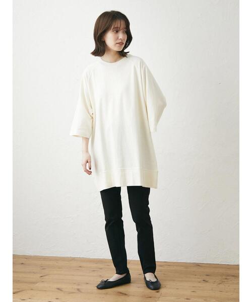 Green Parks(グリーンパークス)の「7分袖オーバーサイズラグランチュニック(Tシャツ/カットソー・レディース・ブラウン/イエロー/ダークグレー/オフホワイト・FREE)」の17枚目の写真