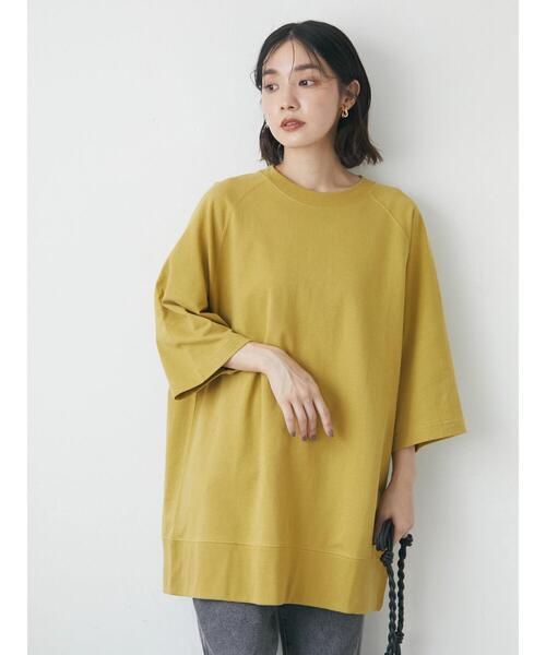 Green Parks(グリーンパークス)の「7分袖オーバーサイズラグランチュニック(Tシャツ/カットソー・レディース・ブラウン/イエロー/ダークグレー/オフホワイト・FREE)」の9枚目の写真