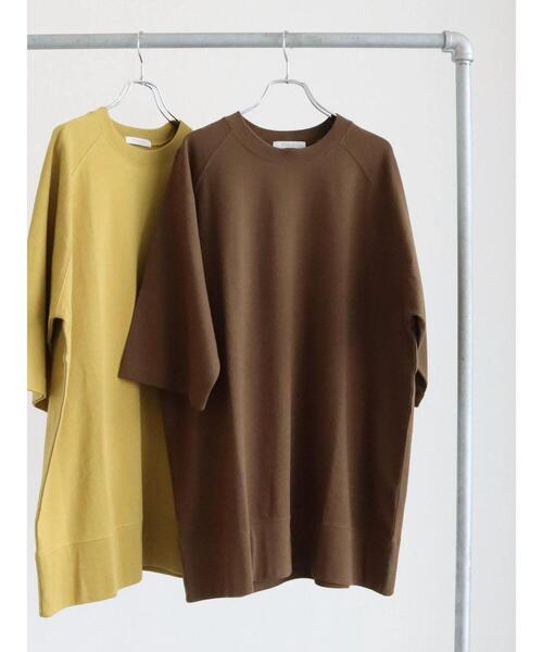 Green Parks(グリーンパークス)の「7分袖オーバーサイズラグランチュニック(Tシャツ/カットソー・レディース・ブラウン/イエロー/ダークグレー/オフホワイト・FREE)」の3枚目の写真