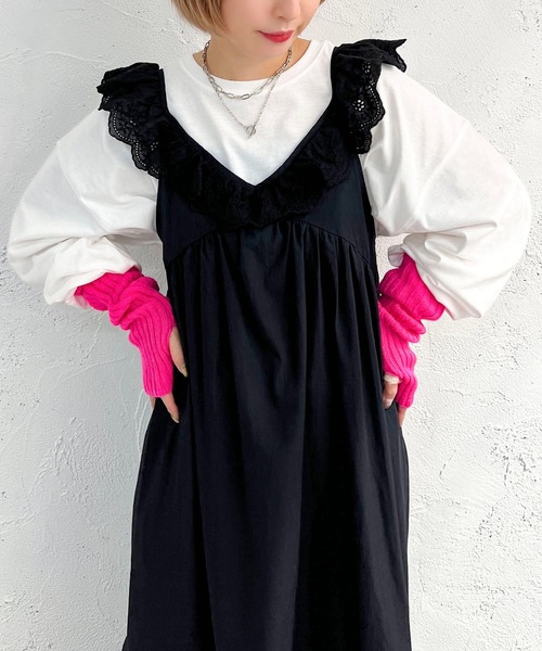 apres jour mignon（アプレジュールミニョン）の「コットンレースフリルワンピース【ZOZOTOWN限定アイテム】（ワンピース・レディース・ブラック/オフホワイト・フリー/X-LARGE）」の10枚目の写真