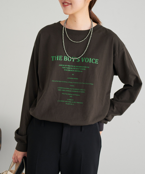 FRAMeWORK（フレームワーク）の「カバーページロゴロンT（Tシャツ/カットソー・レディース・ホワイト/ネイビー/チャコールグレー・FREE）」の3枚目の写真