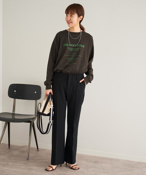 FRAMeWORK（フレームワーク）の「カバーページロゴロンT（Tシャツ/カットソー・レディース・ホワイト/ネイビー/チャコールグレー・FREE）」の4枚目の写真