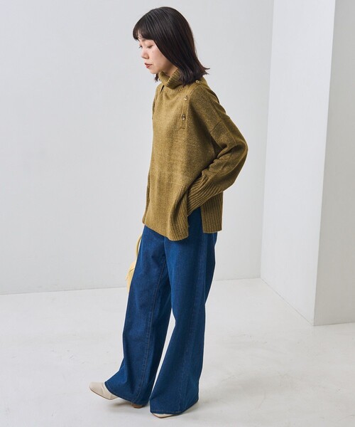 PUBLUX(パブリュクス)の「PUBLUX/パブリュクス 2WAY肩開きハイネックニット(ニット/セーター・レディース・ナチュラル/ブラック/グリーン・フリ-)」の16枚目の写真