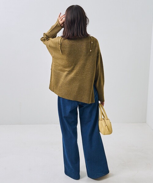 PUBLUX(パブリュクス)の「PUBLUX/パブリュクス 2WAY肩開きハイネックニット(ニット/セーター・レディース・ナチュラル/ブラック/グリーン・フリ-)」の20枚目の写真