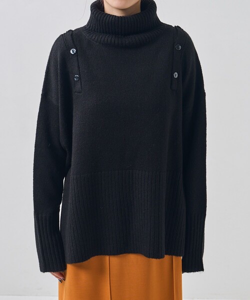 PUBLUX(パブリュクス)の「PUBLUX/パブリュクス 2WAY肩開きハイネックニット(ニット/セーター・レディース・ナチュラル/ブラック/グリーン・フリ-)」の15枚目の写真