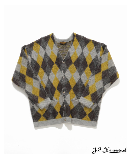 JOURNAL STANDARD J.S HOMESTEAD(ジャーナルスタンダードホームステッド)の「【J.S.Homestead】5G KID-MOHAIR WJQ RETRO ARGYLE C/D(カーディガン/ボレロ・メンズ・パープル/イエロー/オレンジ/ブルー系その他・MEDIUM/LARGE)」の4枚目の写真