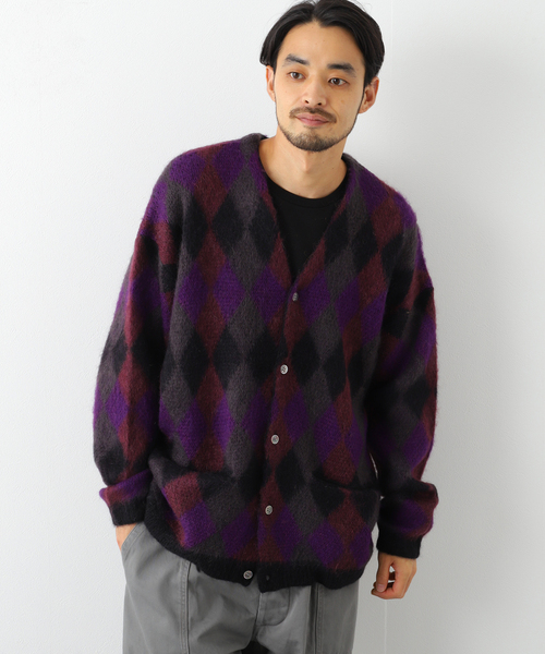 JOURNAL STANDARD J.S HOMESTEAD(ジャーナルスタンダードホームステッド)の「【J.S.Homestead】5G KID-MOHAIR WJQ RETRO ARGYLE C/D(カーディガン/ボレロ・メンズ・パープル/イエロー/オレンジ/ブルー系その他・MEDIUM/LARGE)」の8枚目の写真