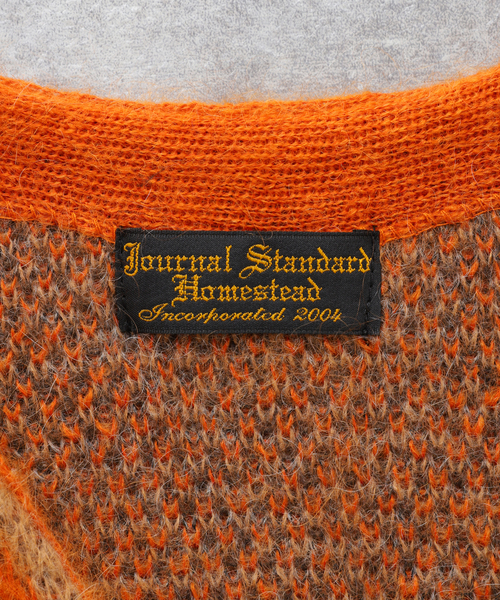 ジャーナルスタンダード 21AW カーディガン 長袖 総柄 L 紺 オレンジ JOURNAL STANDARD - ジャーナルスタンダード 21AW カーディガン 長袖