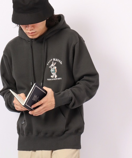 KRIFF MAYER（クリフメイヤー）の「KRIFF MAYER Camp rabbit brushed lining pullover hoodie / キャンプラビット裏起毛プルオーバーパーカー unisex（パーカー・メンズ・チャコール/モカ/ネイビー/グリーン/レンガ/ナチュラル/グレー・M/L/XL）」の3枚目の写真