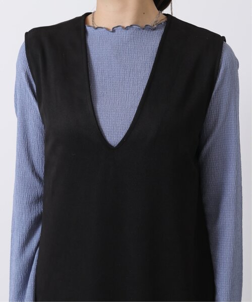 RAY CASSIN（レイカズン）の「スエードツイルVネックワンピース（ジャンパースカート・レディース・マスタード/ブルー/ブラック・FREE）」の12枚目の写真