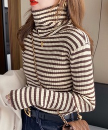 DIAVEL | タートルネックボーダーニット(ニット/セーター)