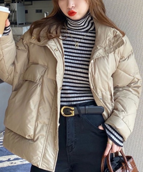 DIAVEL（ディアベル）の「タートルネックボーダーニット（ニット/セーター・レディース・グレー/ベージュ/ホワイト/グリーン・M）」の13枚目の写真