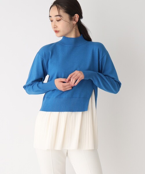 OPAQUE.CLIP（オペークドットクリップ）の「◆【3WAY】プリーツレイヤードニット（ニット/セーター・レディース・ブラック/ライトベージュ/ブルー/グレー・36/38/40）」の5枚目の写真