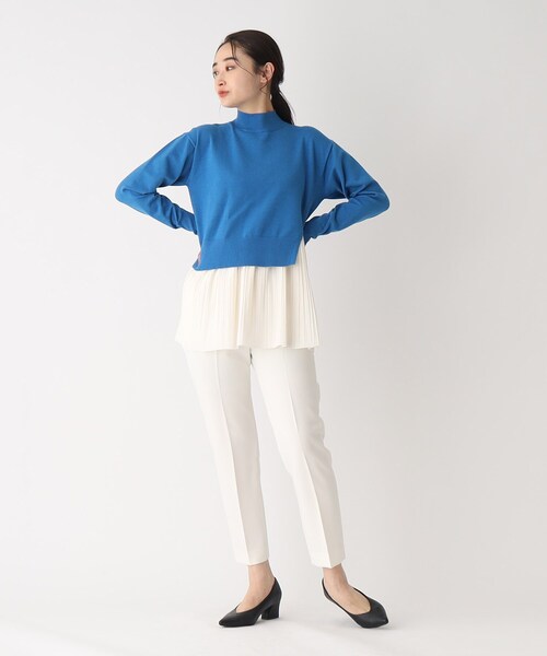 OPAQUE.CLIP（オペークドットクリップ）の「◆【3WAY】プリーツレイヤードニット（ニット/セーター・レディース・ブラック/ライトベージュ/ブルー/グレー・36/38/40）」の7枚目の写真