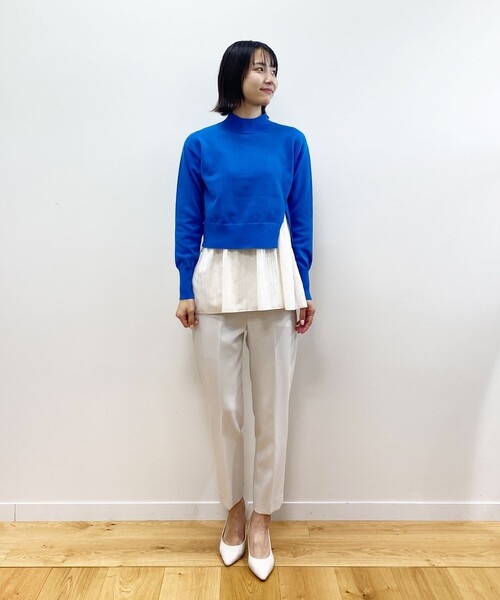 OPAQUE.CLIP（オペークドットクリップ）の「◆【3WAY】プリーツレイヤードニット（ニット/セーター・レディース・ブラック/ライトベージュ/ブルー/グレー・36/38/40）」の10枚目の写真