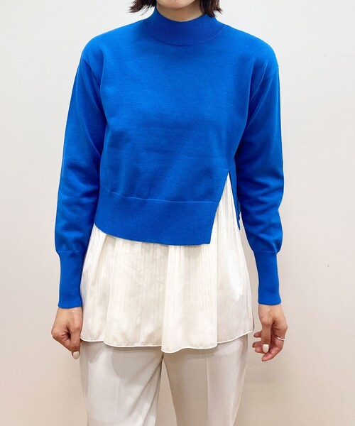 OPAQUE.CLIP（オペークドットクリップ）の「◆【3WAY】プリーツレイヤードニット（ニット/セーター・レディース・ブラック/ライトベージュ/ブルー/グレー・36/38/40）」の11枚目の写真