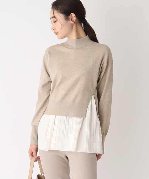 OPAQUE.CLIP（オペークドットクリップ）の「◆【3WAY】プリーツレイヤードニット（ニット/セーター・レディース・ブラック/ライトベージュ/ブルー/グレー・36/38/40）」の12枚目の写真
