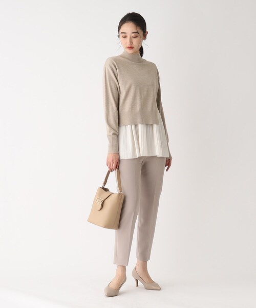 OPAQUE.CLIP（オペークドットクリップ）の「◆【3WAY】プリーツレイヤードニット（ニット/セーター・レディース・ブラック/ライトベージュ/ブルー/グレー・36/38/40）」の14枚目の写真