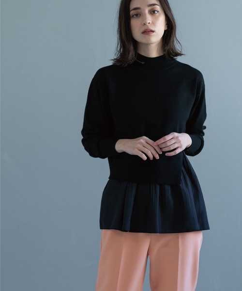 OPAQUE.CLIP（オペークドットクリップ）の「◆【3WAY】プリーツレイヤードニット（ニット/セーター・レディース・ブラック/ライトベージュ/ブルー/グレー・36/38/40）」の16枚目の写真