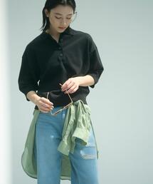 coen | サラコ5分袖ポロサマーニット(ポロシャツ)