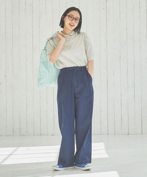 coen(コーエン)の「サラコ5分袖ポロサマーニット(ポロシャツ・レディース・ホワイト/ライトグレー/ブラック/ベージュ・M/L)」の19枚目の写真