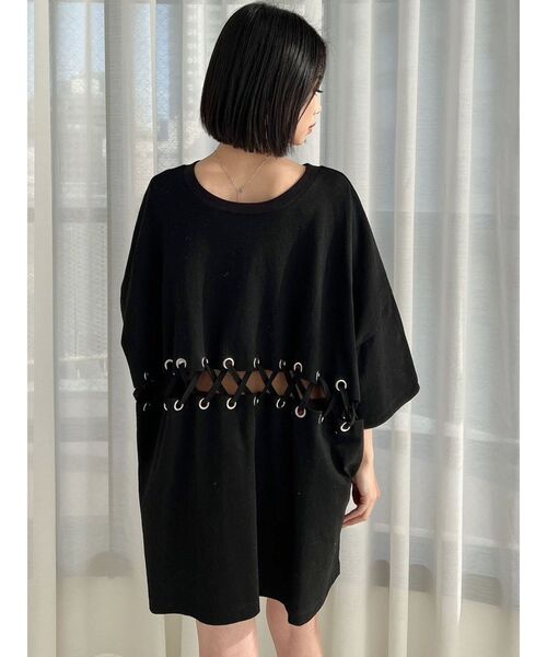 GYDA（ジェイダ）の「2WAYウエストレースアップシャツ（Tシャツ/カットソー・レディース・ブラック/オフホワイト/オレンジ系その他3・FREE）」の7枚目の写真