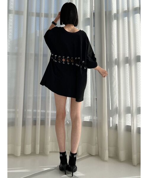 GYDA（ジェイダ）の「2WAYウエストレースアップシャツ（Tシャツ/カットソー・レディース・ブラック/オフホワイト/オレンジ系その他3・FREE）」の10枚目の写真