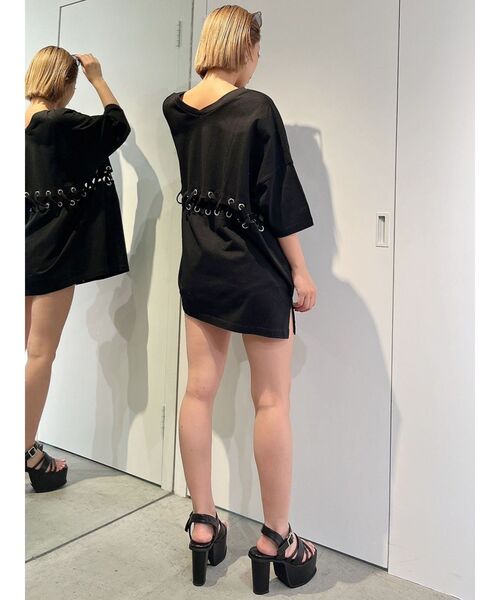 GYDA（ジェイダ）の「2WAYウエストレースアップシャツ（Tシャツ/カットソー・レディース・ブラック/オフホワイト/オレンジ系その他3・FREE）」の13枚目の写真