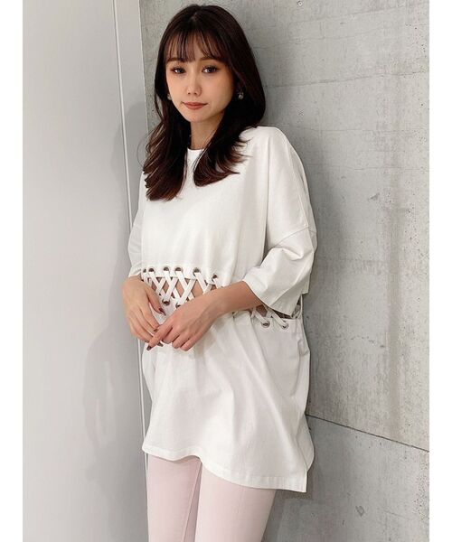 GYDA（ジェイダ）の「2WAYウエストレースアップシャツ（Tシャツ/カットソー・レディース・ブラック/オフホワイト/オレンジ系その他3・FREE）」の17枚目の写真