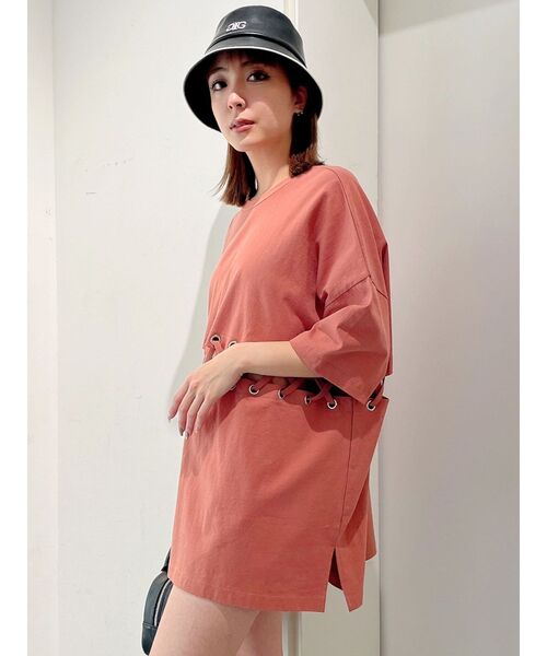 GYDA（ジェイダ）の「2WAYウエストレースアップシャツ（Tシャツ/カットソー・レディース・ブラック/オフホワイト/オレンジ系その他3・FREE）」の21枚目の写真