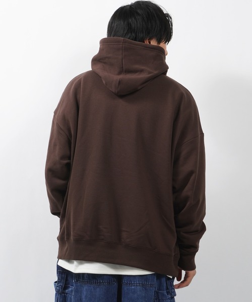 1111clothing(ワンフォークロージング)の「ロゴアップリケ刺繍 ビッグパーカー / パーカー オーバーサイズ ビッグシルエット スウェット フード(パーカー・メンズ・オートミール/オレンジ/ブラウン・L/M)」の14枚目の写真