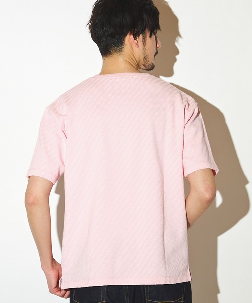 UNION STATION（ユニオンステーション）の「シェブロン柄リンクスジャガードクルーT（Tシャツ/カットソー・メンズ・ブラック/ホワイト/ピンク/ベージュ・LL/L/M）」の8枚目の写真