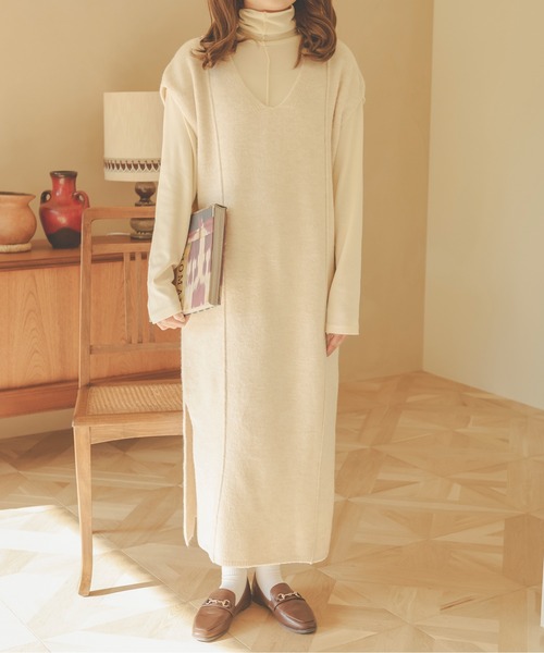 Ambre Neige(アンブルネージュ)の「3WAYボタンニットワンピース/【WEB/EC限定商品】(ワンピース・レディース・アイボリー/ダークブラウン/モカ・FREE)」の5枚目の写真