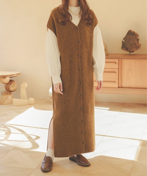 Ambre Neige(アンブルネージュ)の「3WAYボタンニットワンピース/【WEB/EC限定商品】(ワンピース・レディース・アイボリー/ダークブラウン/モカ・FREE)」の9枚目の写真