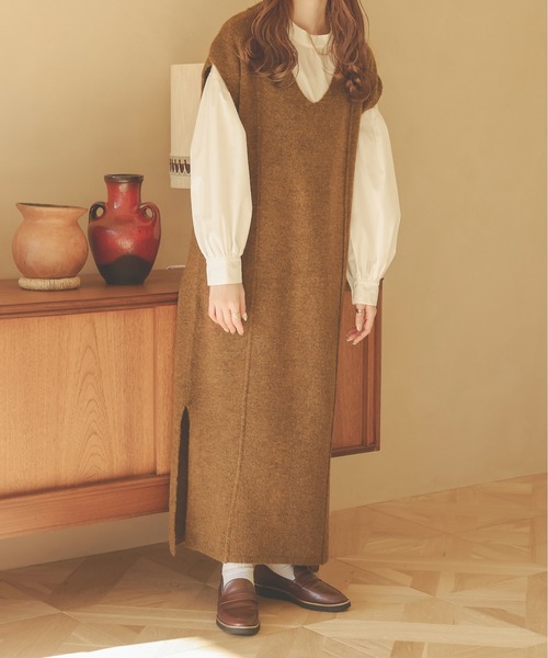 Ambre Neige(アンブルネージュ)の「3WAYボタンニットワンピース/【WEB/EC限定商品】(ワンピース・レディース・アイボリー/ダークブラウン/モカ・FREE)」の12枚目の写真